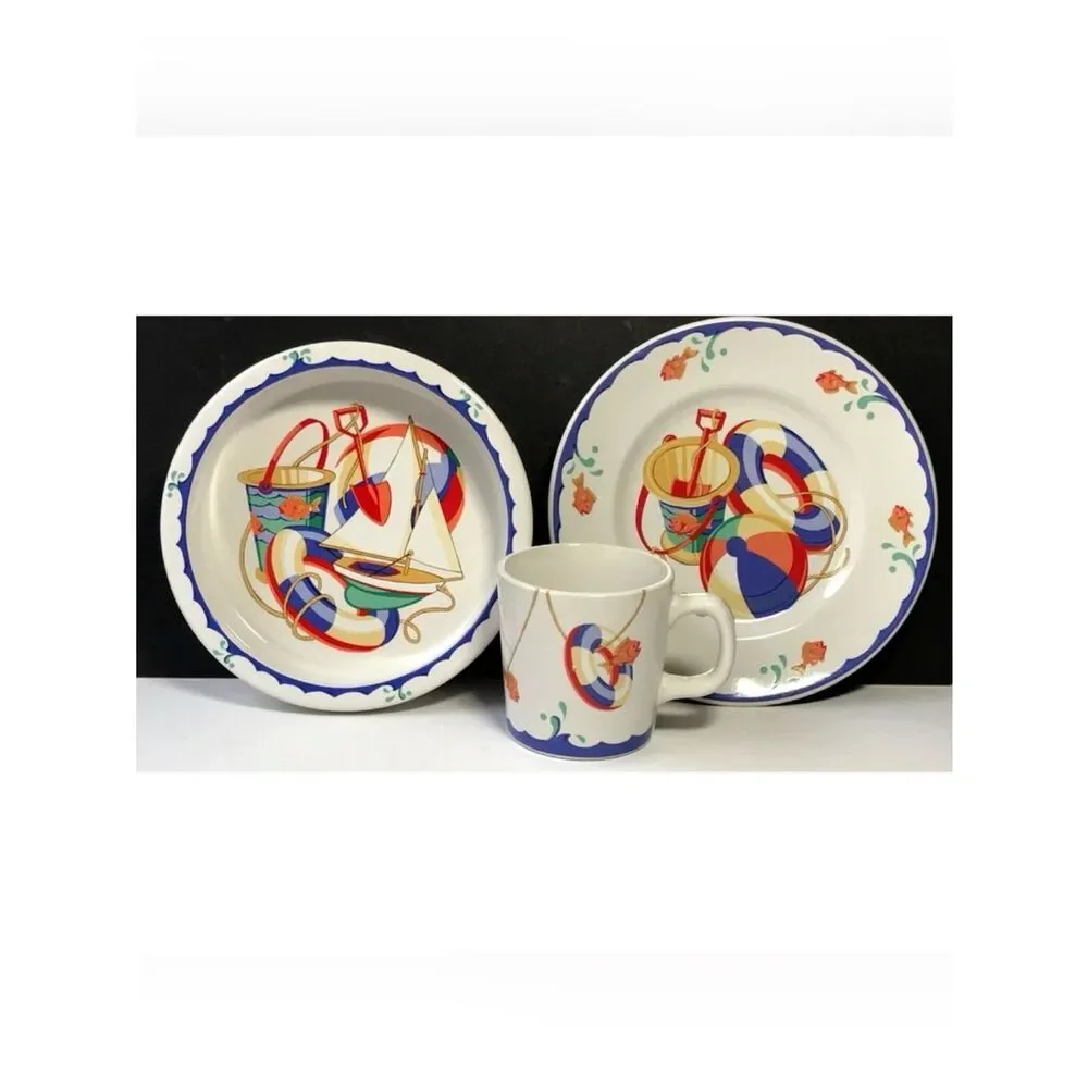 TIFFANY & Co. PORCELAIN 3 Pc Set~ Tiffany Seashore Vintage from 1990